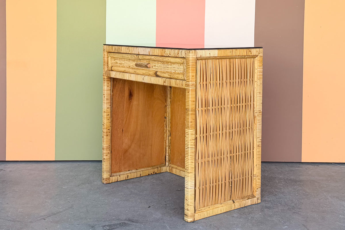 Sweet Rattan Wrapped Desk and Stool