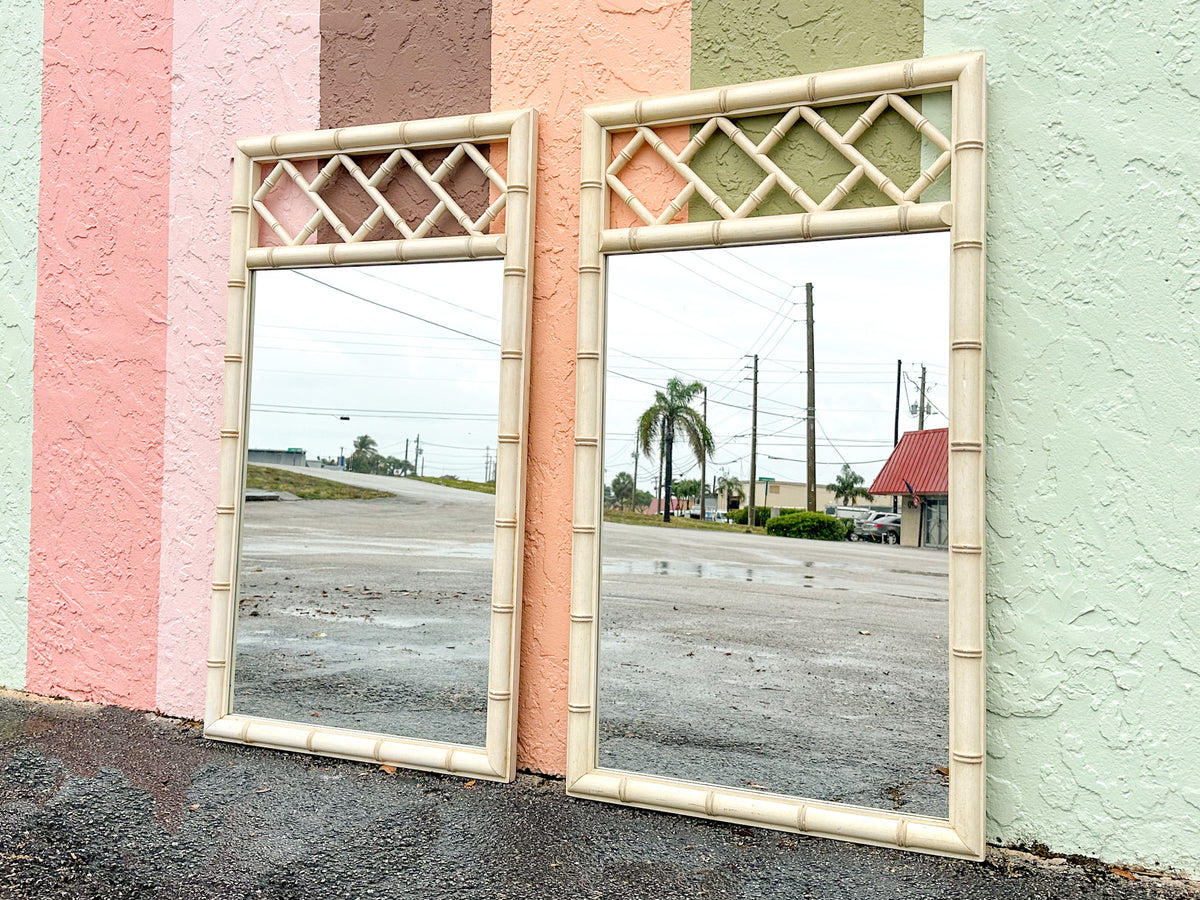 Pair of Faux Bamboo Chippendale Mirrors