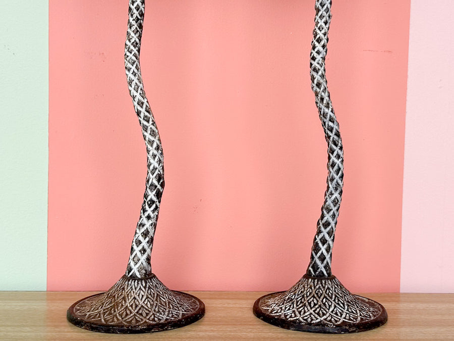 Pair of Palm Tree Candle Holders