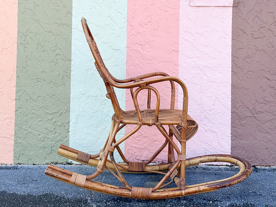 Old Florida Rattan Rocking Chair