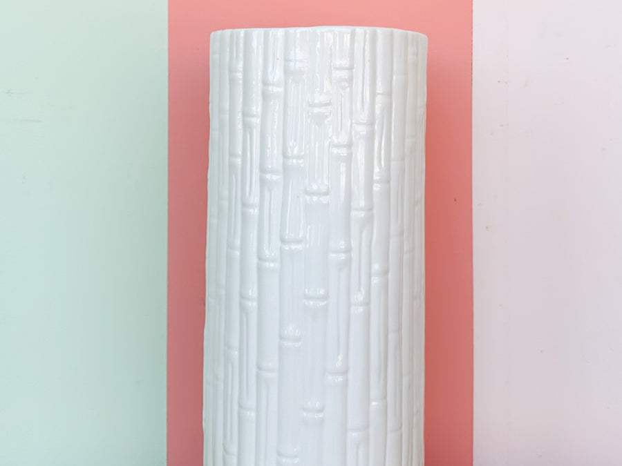 White Faux Bamboo Umbrella Stand