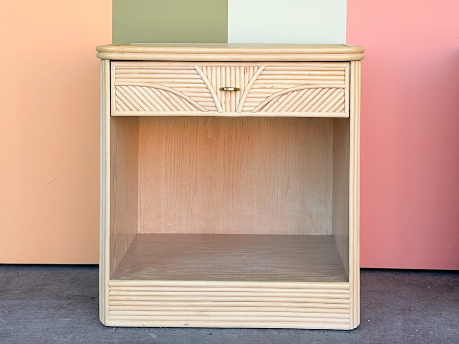 Pair of Sweet Pencil Reed Rattan Nightstands