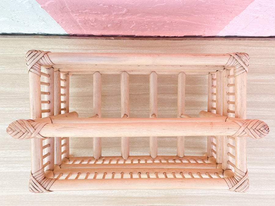 Rattan Grid Magazine Rack