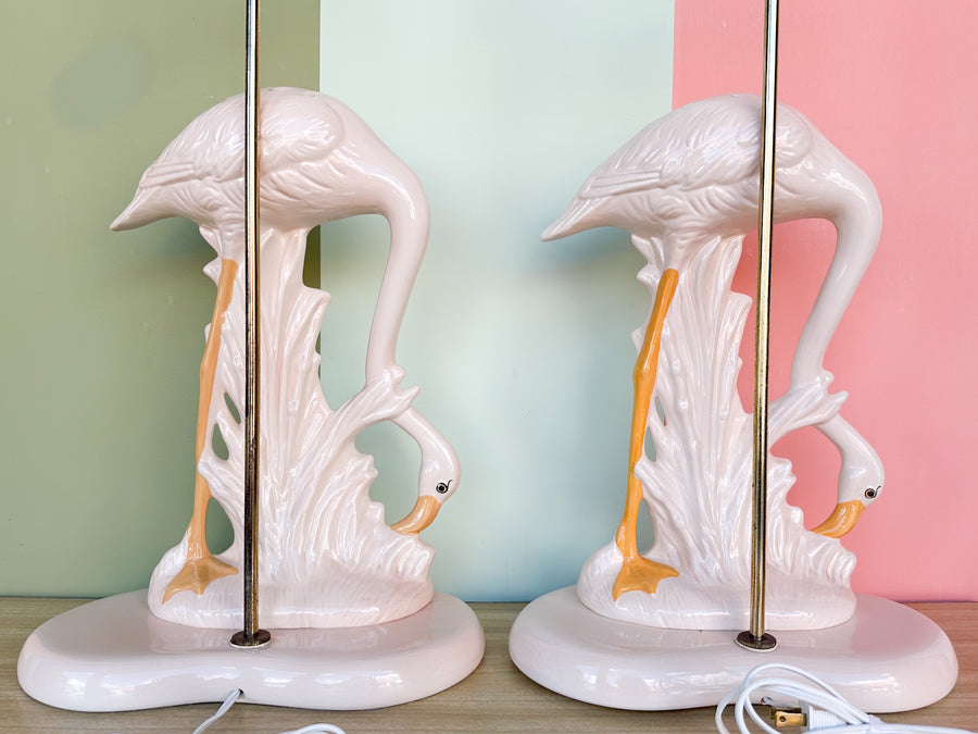 Pair of Fab Pink Flamingo Lamps