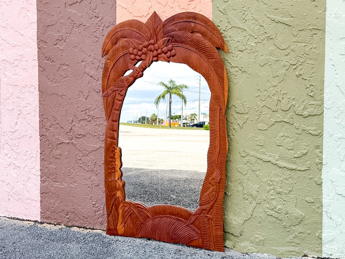 Tropical Wood Carved Mirror