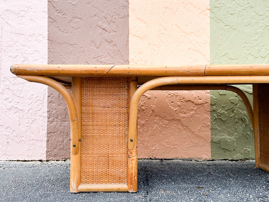 1950s Seagrass and Bamboo Planter Coffee Table