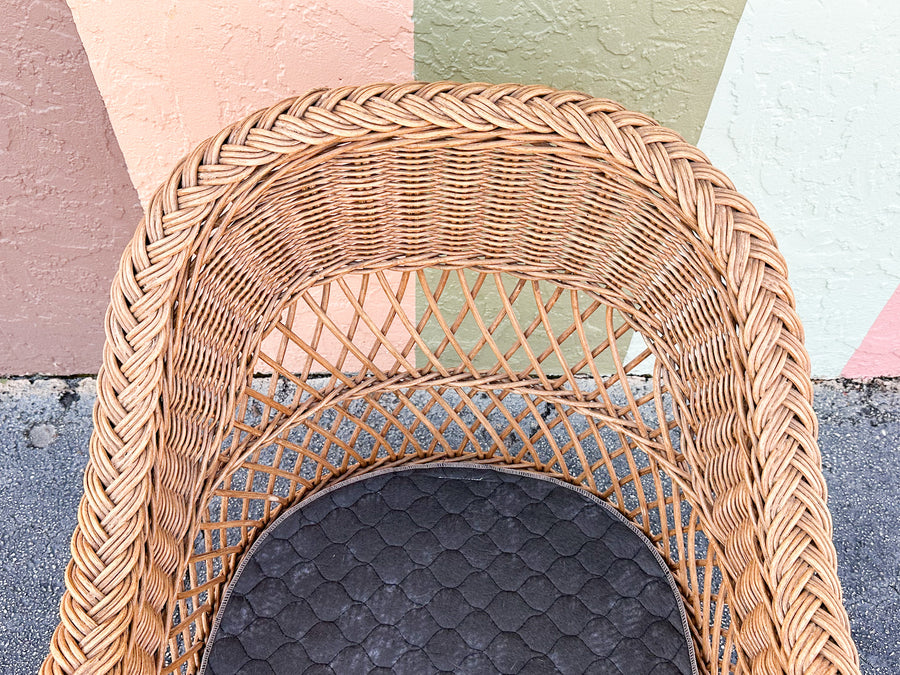 Braided Rattan Lounge Chair and Ottoman