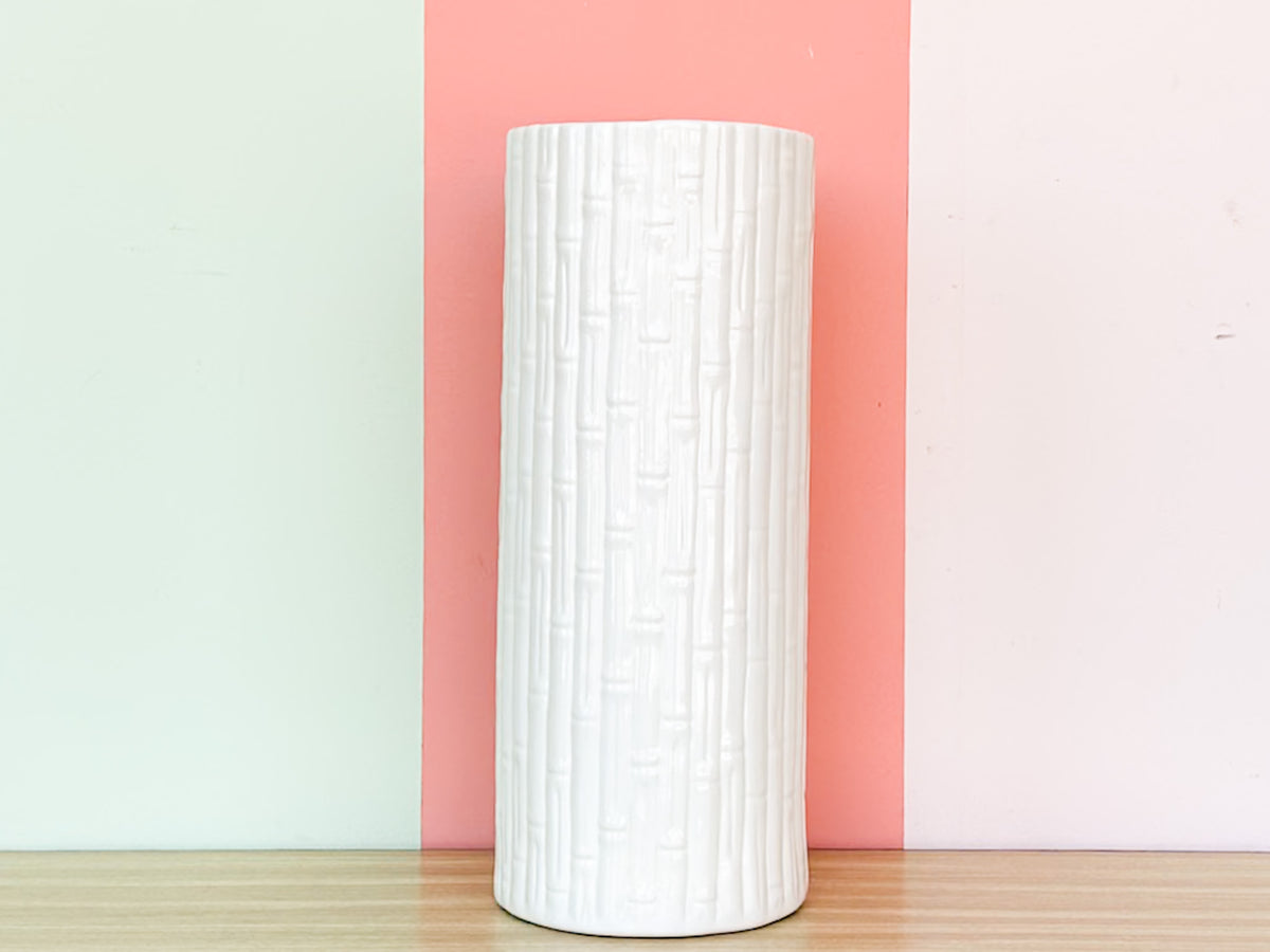 White Faux Bamboo Umbrella Stand