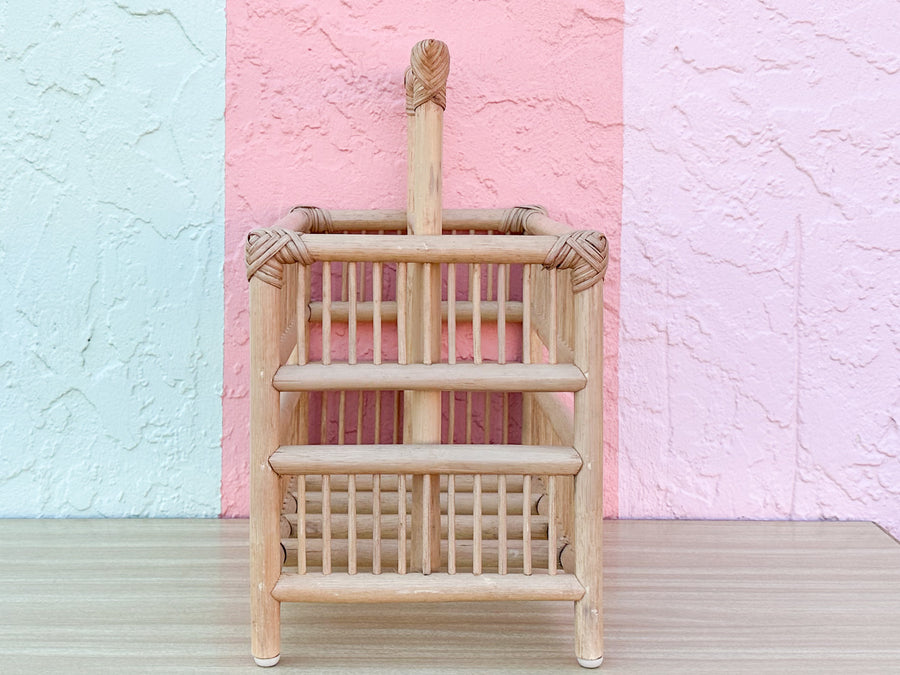 Rattan Grid Magazine Rack