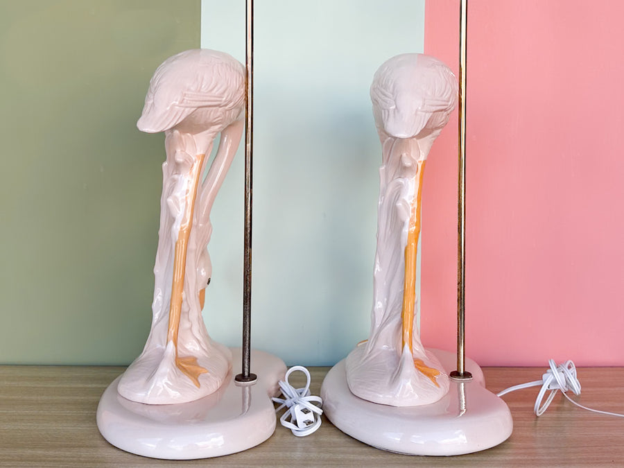 Pair of Fab Pink Flamingo Lamps