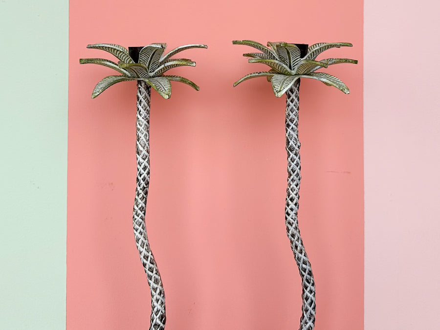 Pair of Palm Tree Candle Holders