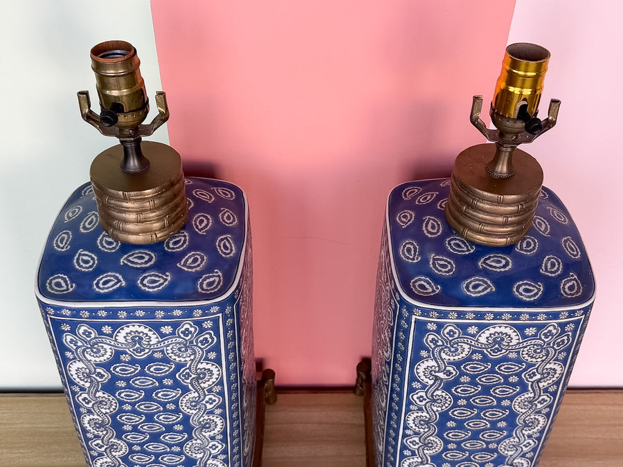 Pair of Blue Bandana Lamps