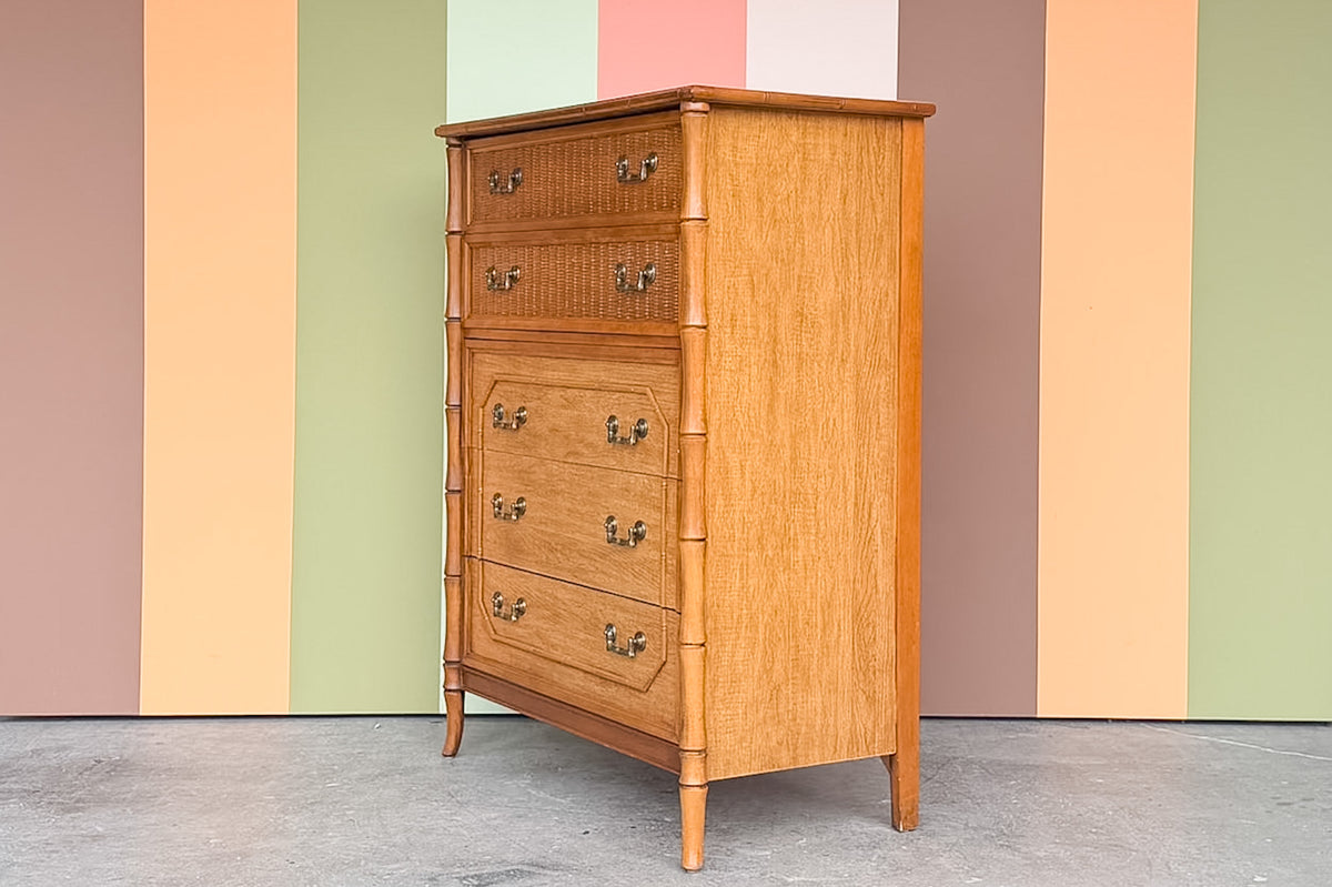 Natural Faux Bamboo Tall Chest