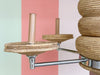Chrome and Rattan Chandelier