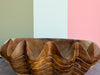 Large Hand Carved Teak Clam Shell