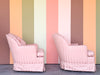 Pair of Pink Chic Upholstered Swivel Chairs