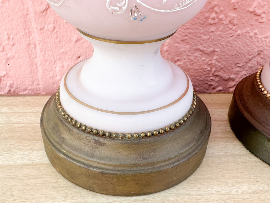 Pair of  Hand Painted Pink Granny Chic Lamps