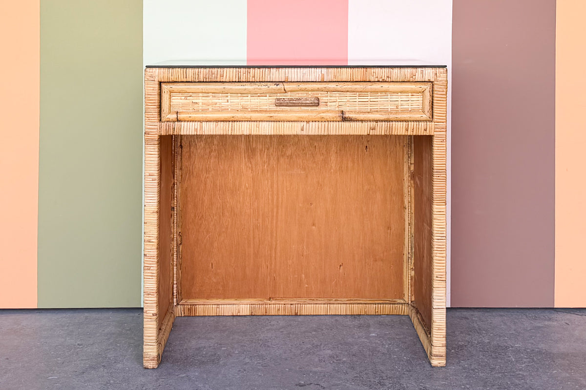 Sweet Rattan Wrapped Desk and Stool