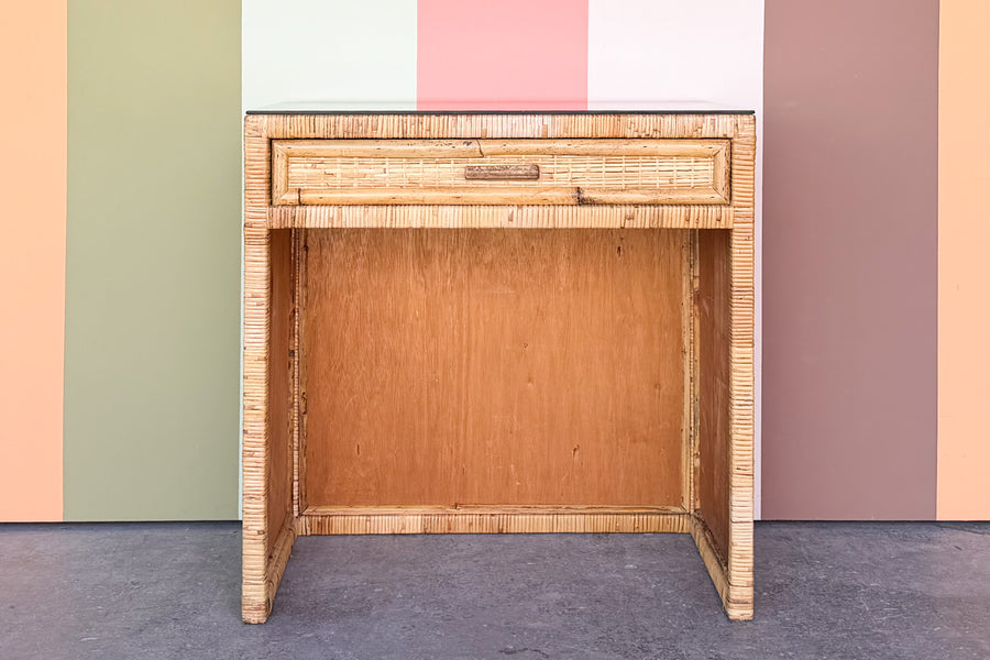 Sweet Rattan Wrapped Desk and Stool