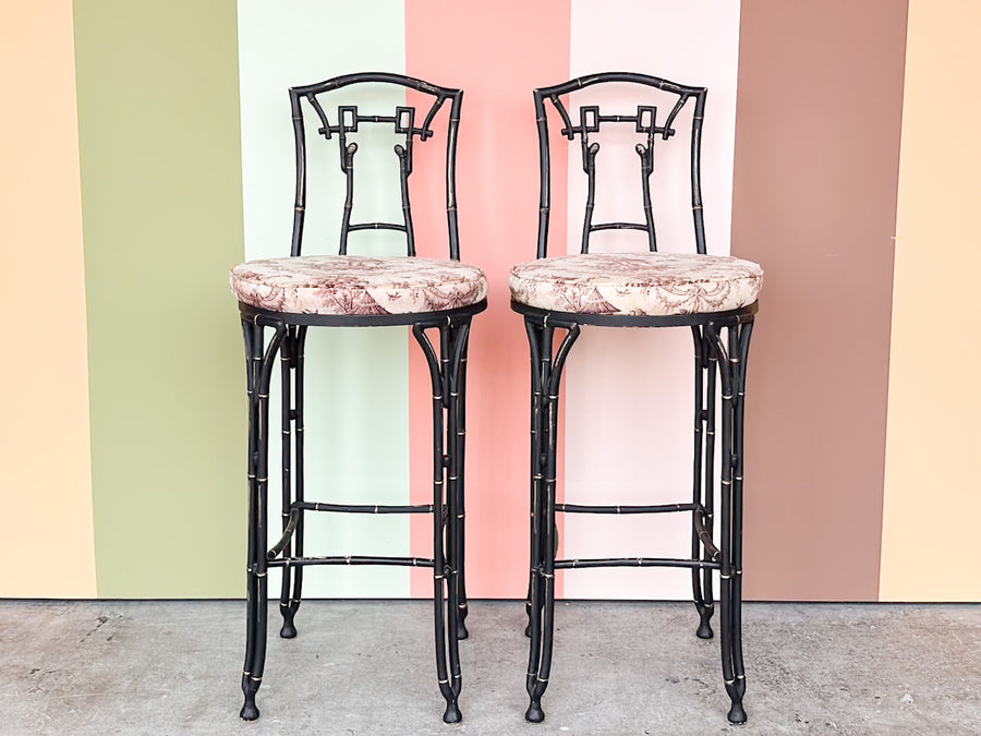 Pair of Faux Bamboo Bar Stools