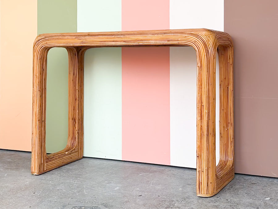 Coastal Chic Pencil Reed Rattan Console