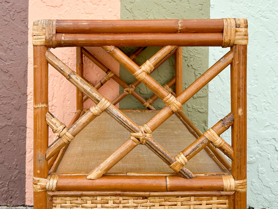 Chippendale Rattan Bar Cart