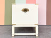 Oversized Campaign Style Brass and Rattan Nightstand
