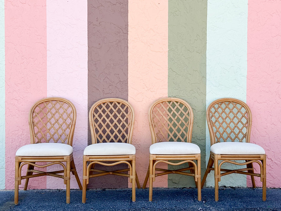 Lattice Rattan Game Table and Chairs