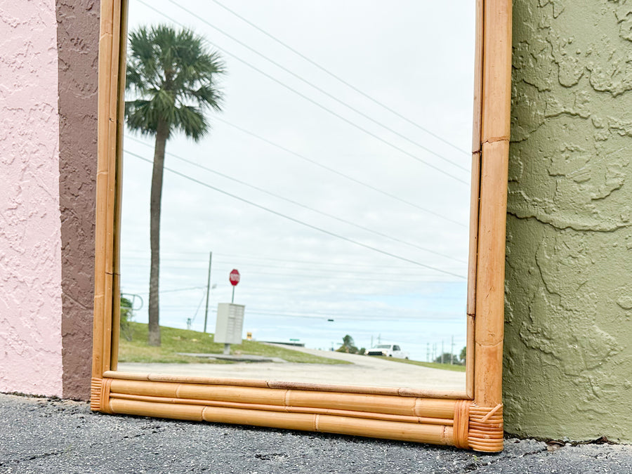 Sunburst Rattan Mirror