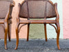 Pair of Handsome Faux Bamboo Cane Barrel Chairs