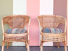 Pair of Rattan and Cane Barrel Chairs