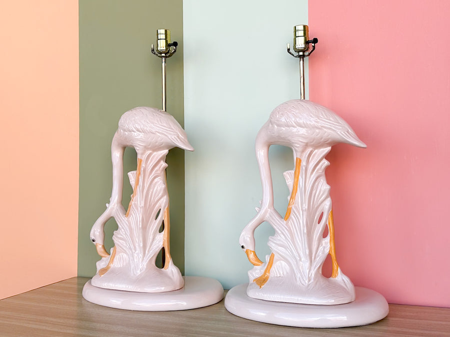 Pair of Fab Pink Flamingo Lamps