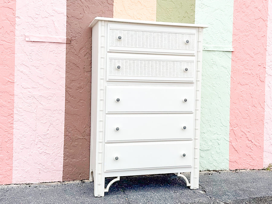 Palm Beach Style Faux Bamboo Tall Chest