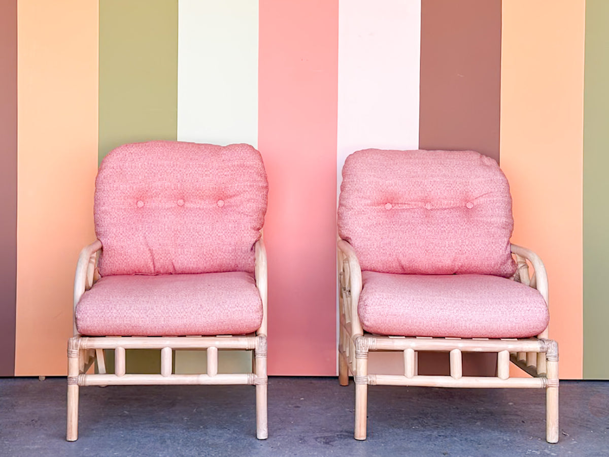 Pair of Chippendale Rattan Lounge Chairs