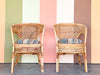 Pair of Rattan and Cane Barrel Chairs