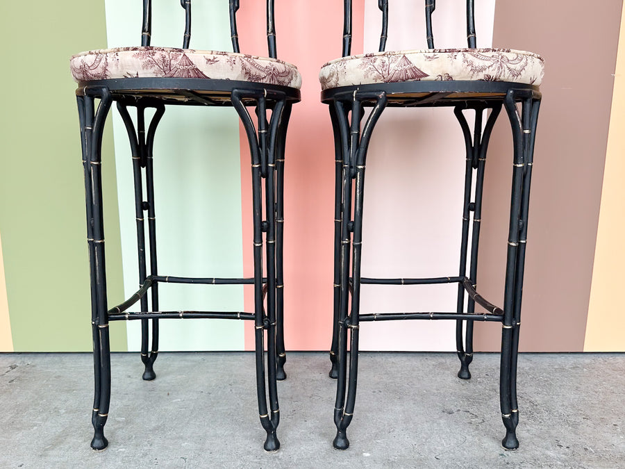 Pair of Faux Bamboo Bar Stools