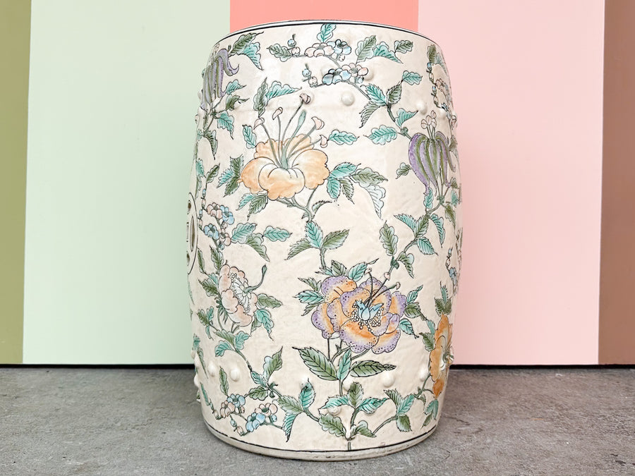 Pretty Peach Chinoiserie Garden Seat