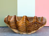 Large Hand Carved Teak Clam Shell