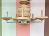 Chrome and Rattan Chandelier