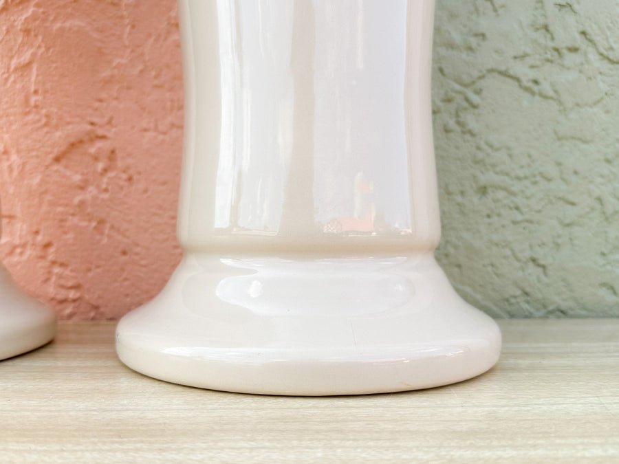 Pair of Coffee Cream Ceramic Lamps