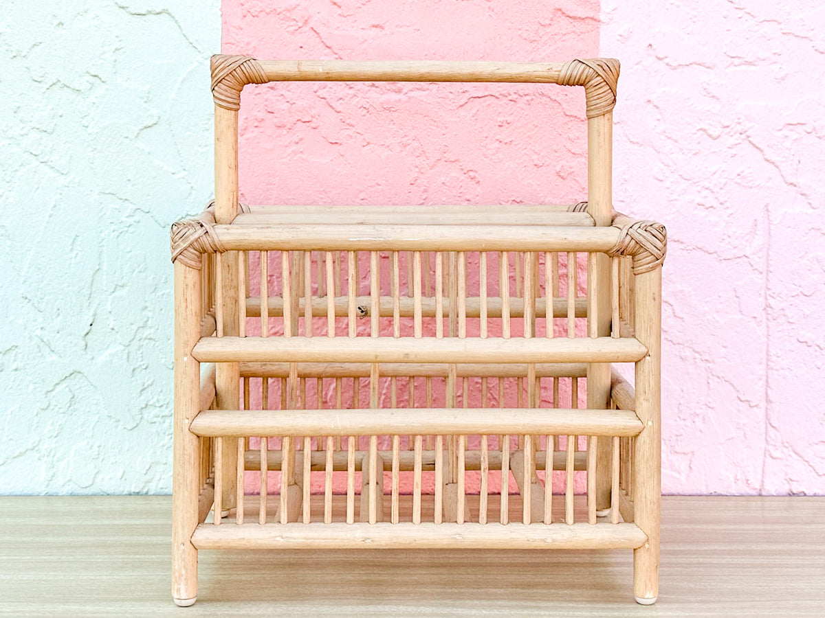 Rattan Grid Magazine Rack