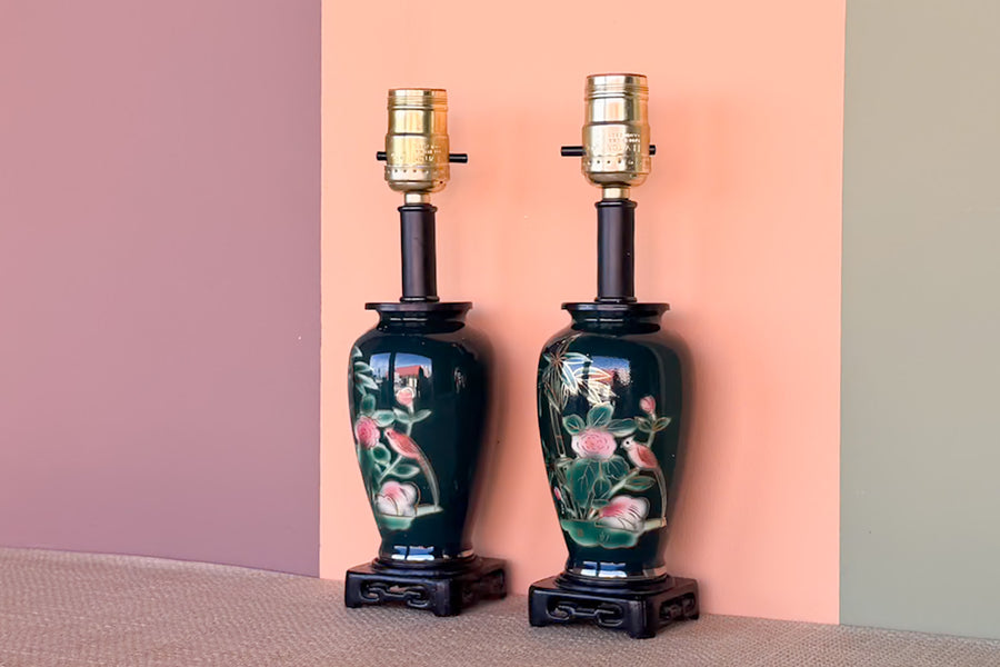 Pair of Petite Chinoiserie Lamps