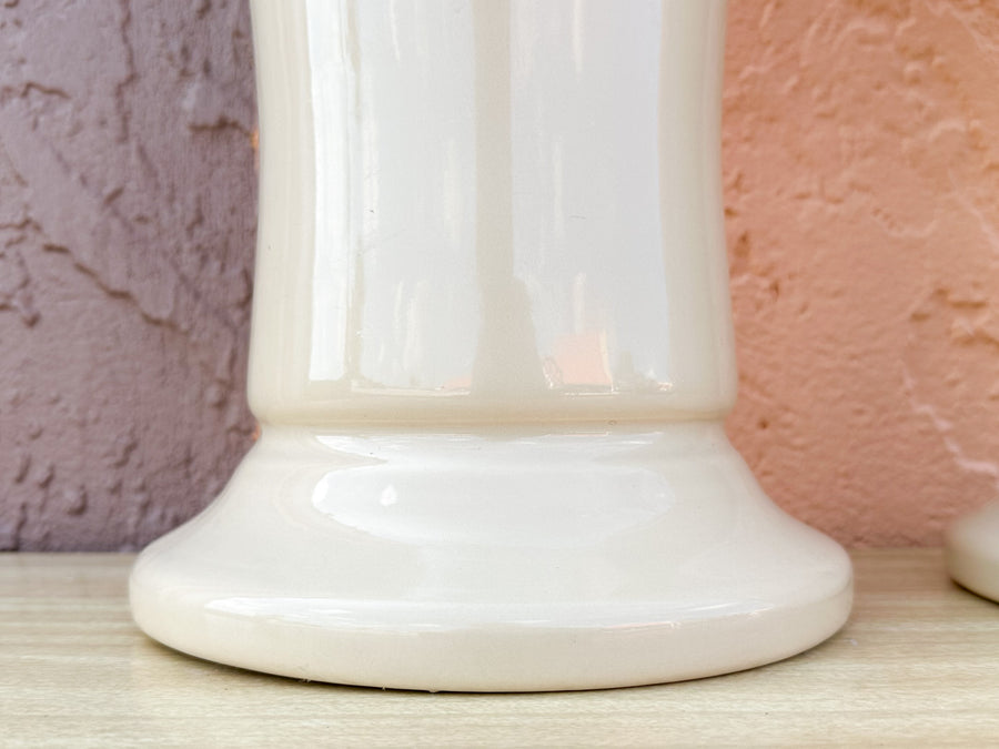 Pair of Coffee Cream Ceramic Lamps
