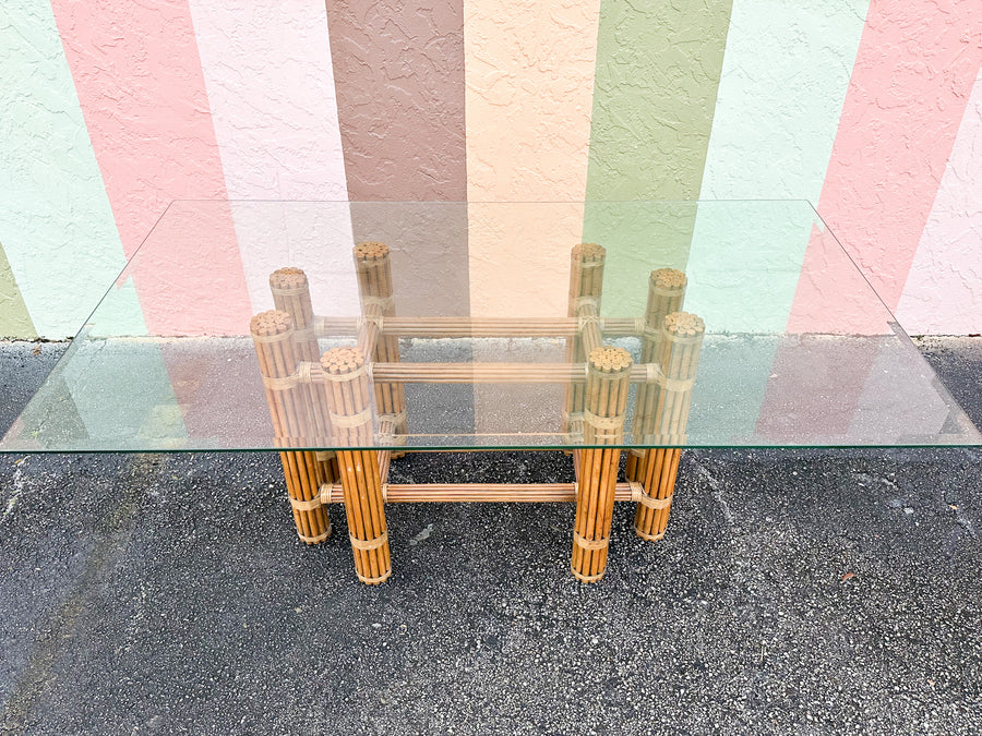 McGuire Style Rattan Dining Table
