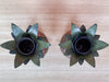 Pair of Bronze and Green Pineapple Candle Holders