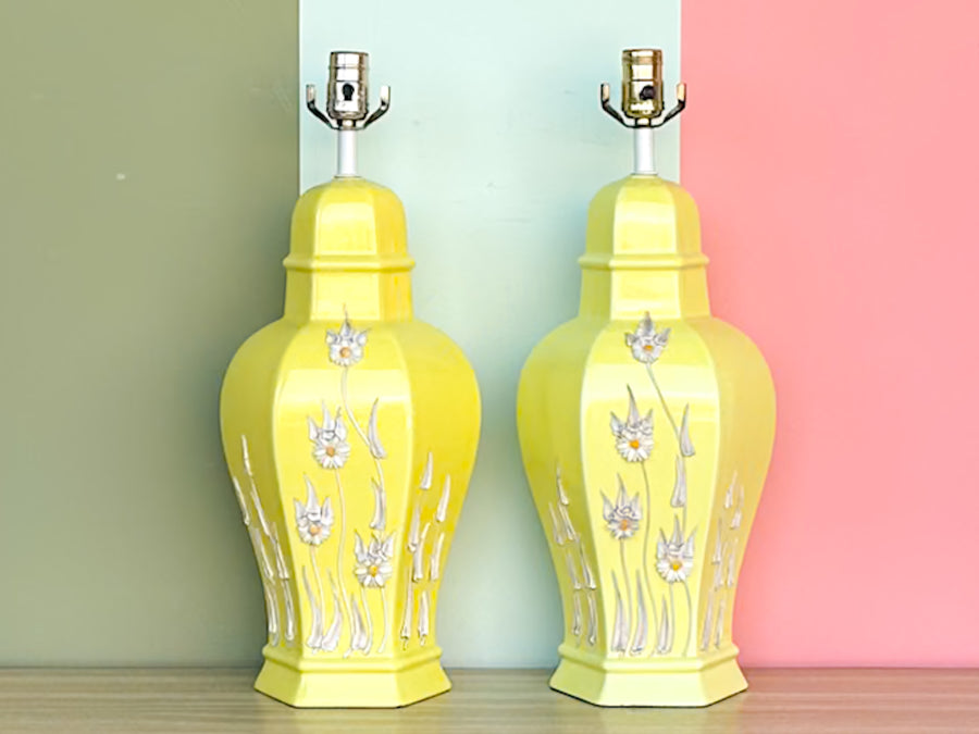 Pair of Yellow Daisy Icing Lamps