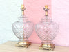 Pair of Brass Greek Key and Crystal Lamps