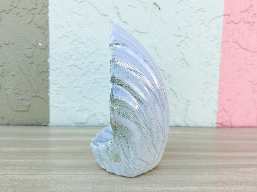 Pair of Seafoam Haeger Shell Vases