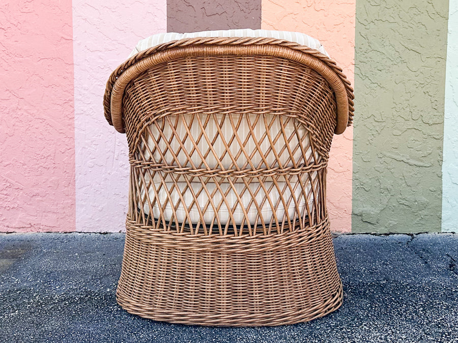 Braided Rattan Lounge Chair and Ottoman