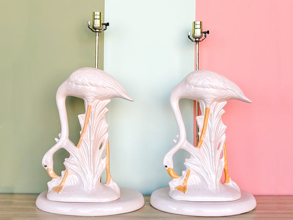Pair of Fab Pink Flamingo Lamps